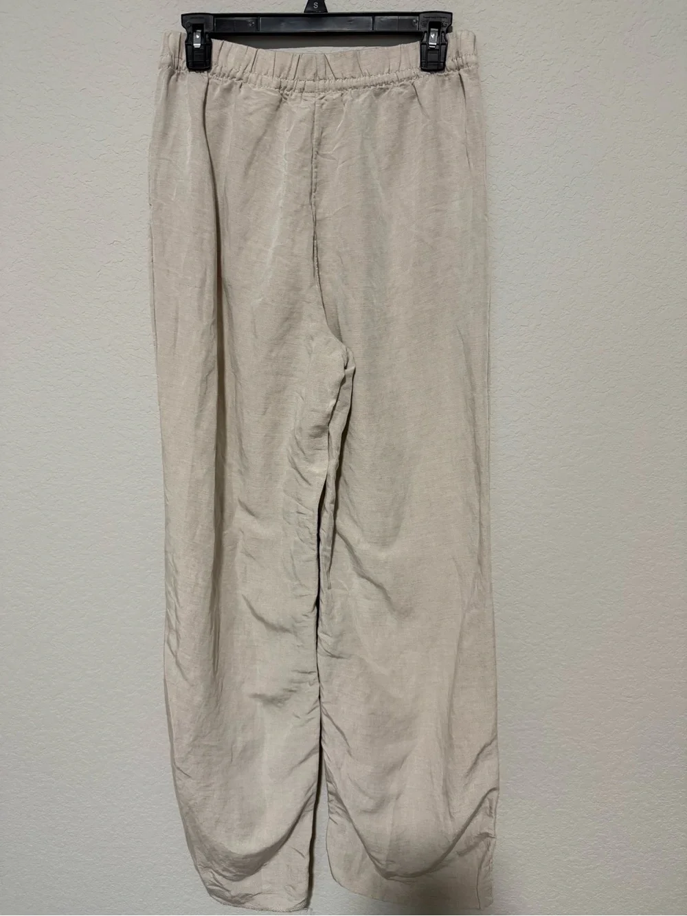 H&M Light Beige Drawstring Linen-Blend Women's Chinos